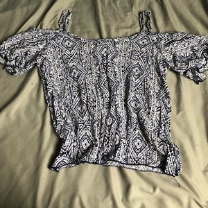 Navy blue patterned blouse